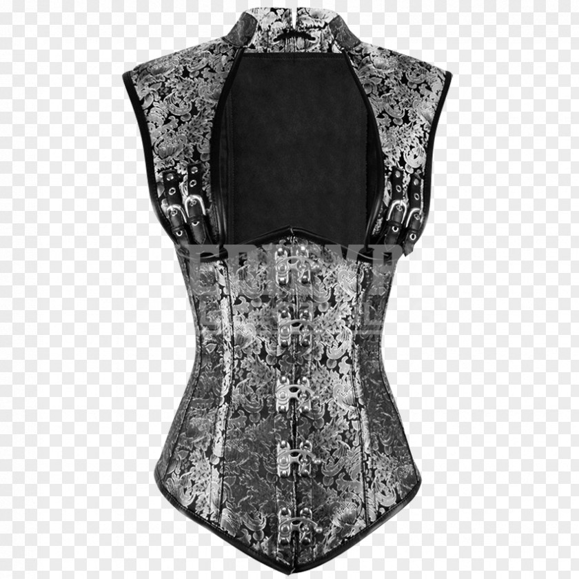 Silver Corset Top Neck Sleeve PNG