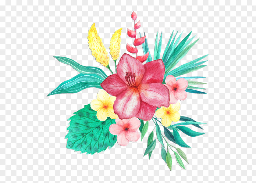 Tropical Watercolor Painting Flower PNG