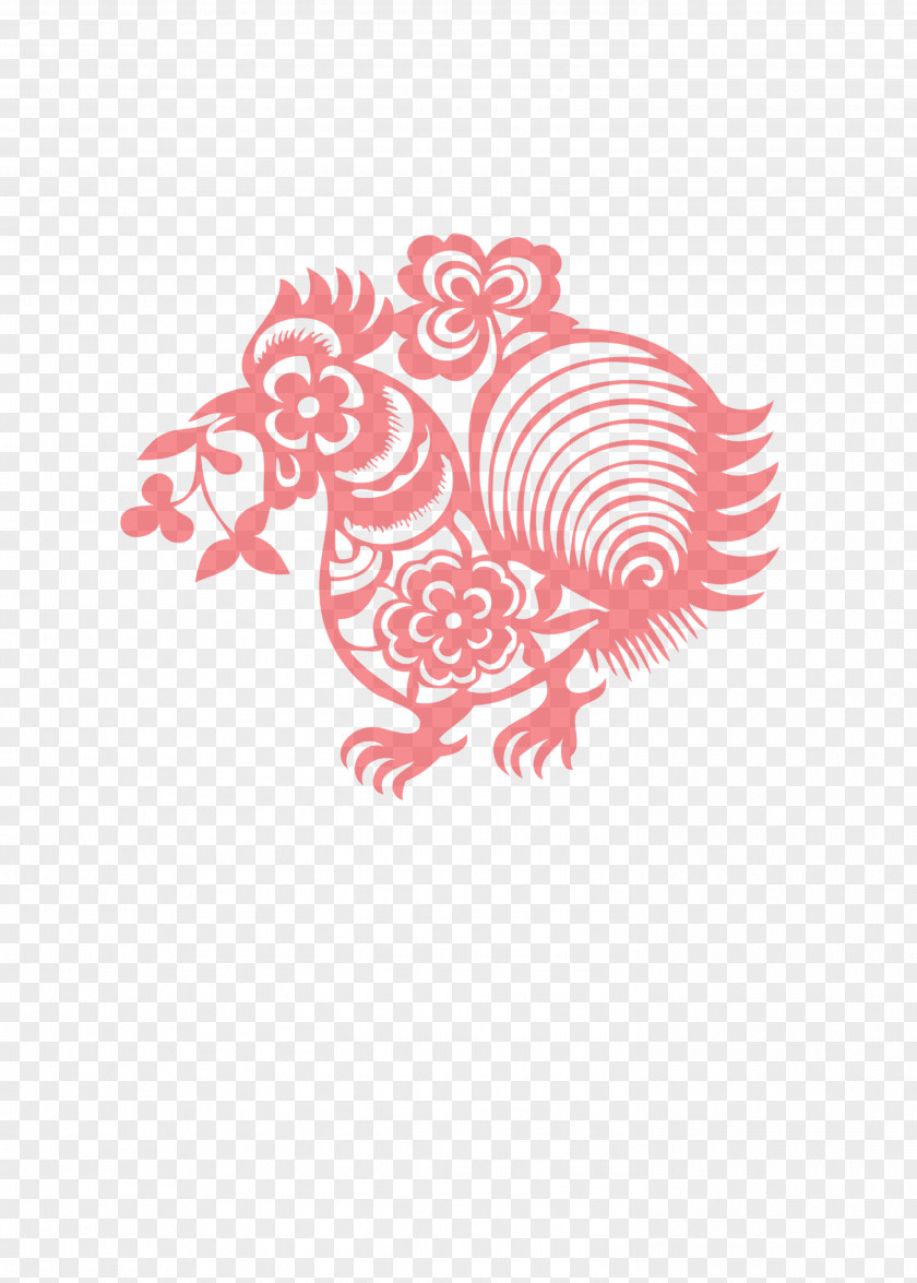 Paper-cut Chicken Chinese Zodiac Papercutting New Year Rooster PNG