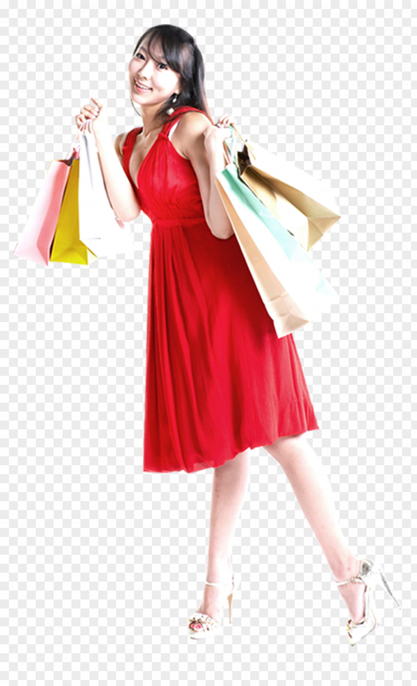 Beautiful Red Dress Shopping Gift Clip Art PNG
