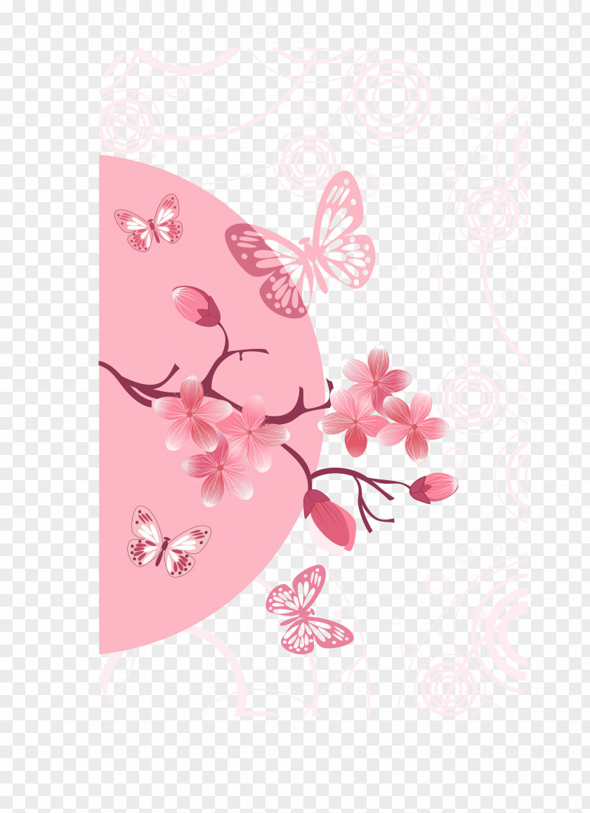Vector Pink Flowers Cherry Blossom Euclidean PNG