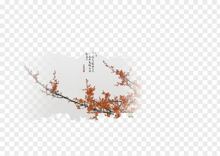 Plum Flower Hebei Poster Ink Wash Painting Wallpaper PNG