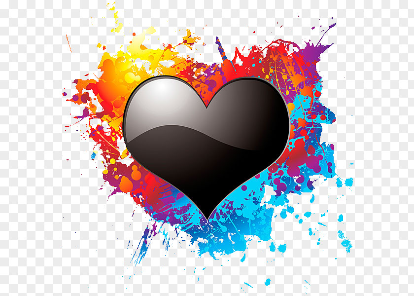 Black Heart Stock Illustration Watercolor Painting Ink PNG