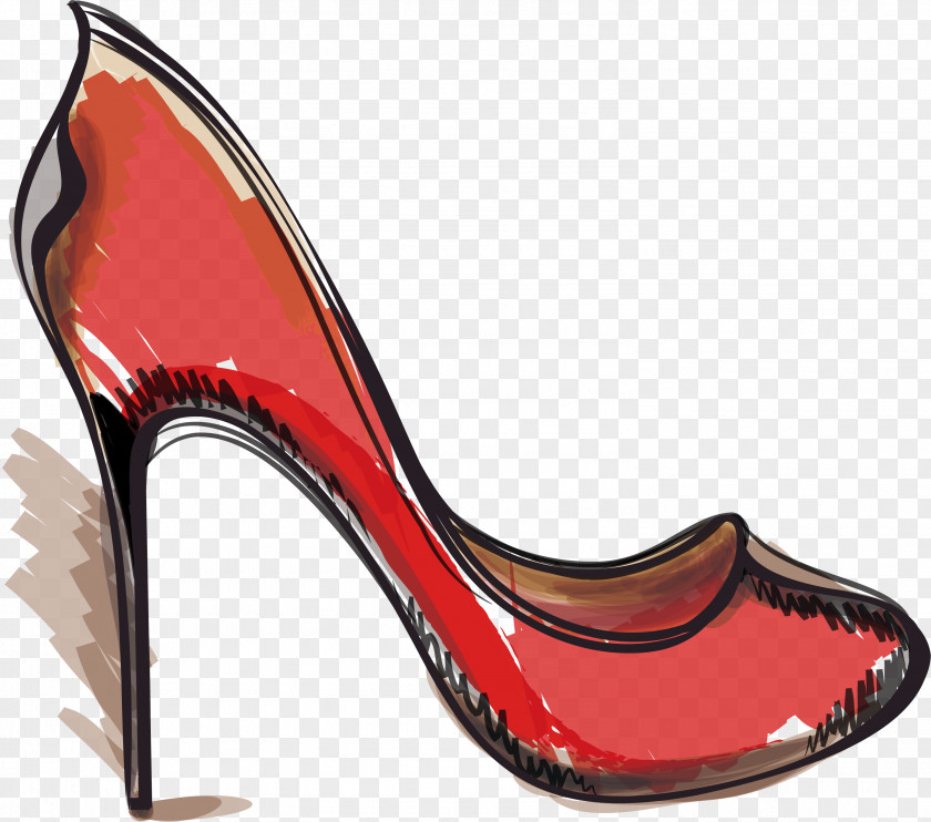 Red Hand-painted High Heels High-heeled Footwear Absatz Shoe PNG