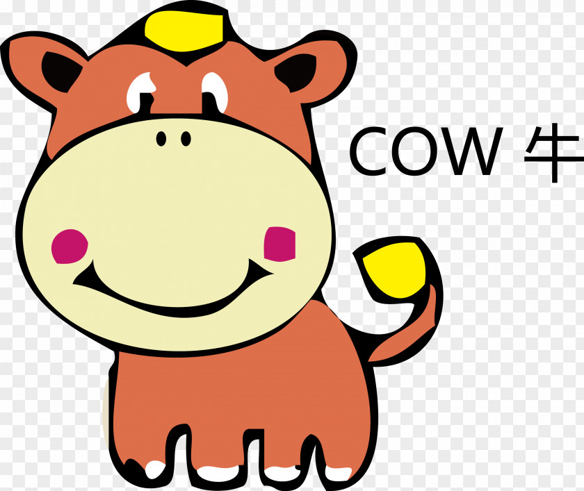 Cute Cartoon Cow Vector COW Cattle Clip Art PNG