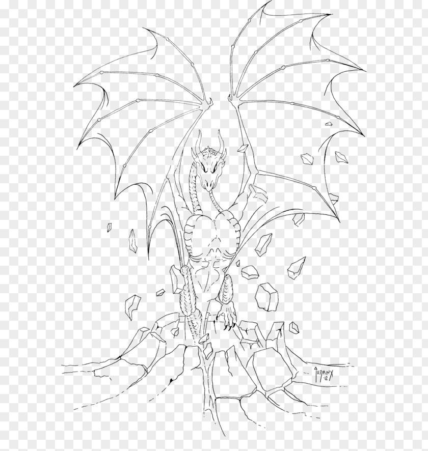 Fairy White Line Art Sketch PNG