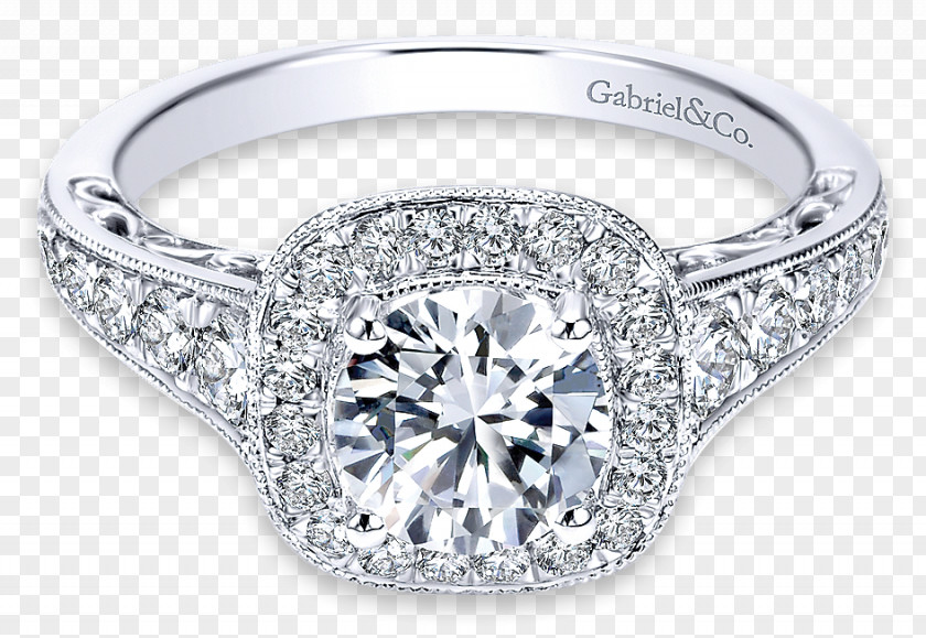 Ring Halo Engagement Jewellery Gold Diamond PNG