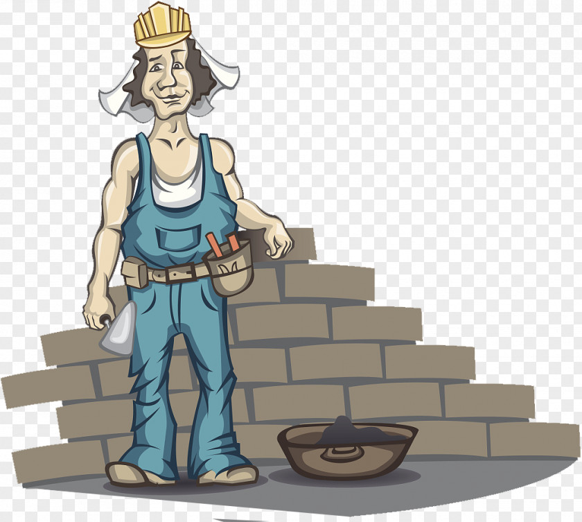 The Illustrator Piled Up Brick Wall Construction Worker Illustration PNG