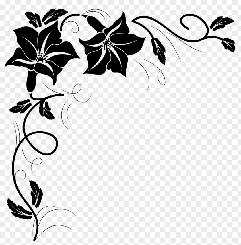 Flower Floral Design Black And White PNG