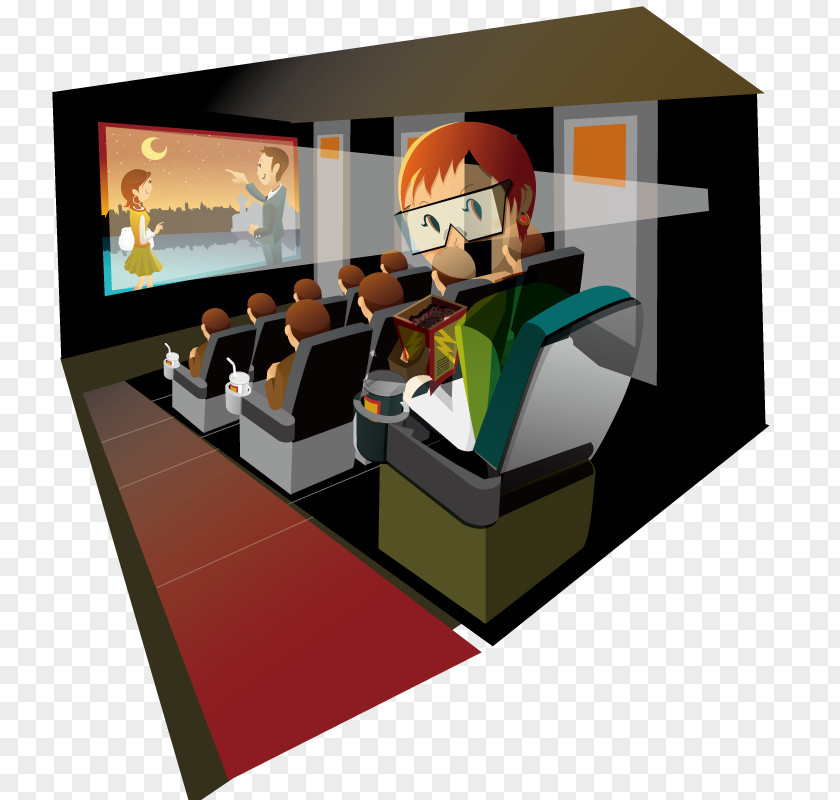 Hand-painted Watch 3D Movies In The Cinema Film PNG