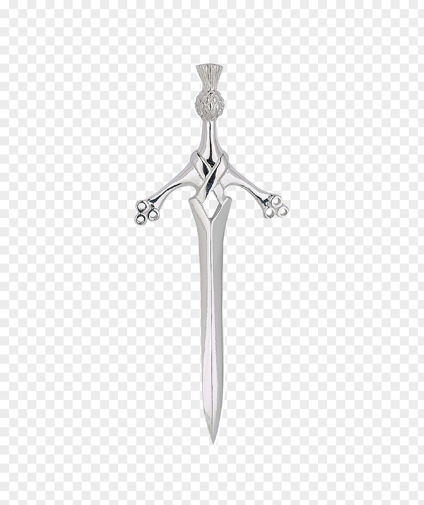 SWORD Silver Sword Hilt Jewellery Crossguard Kilt Pin PNG