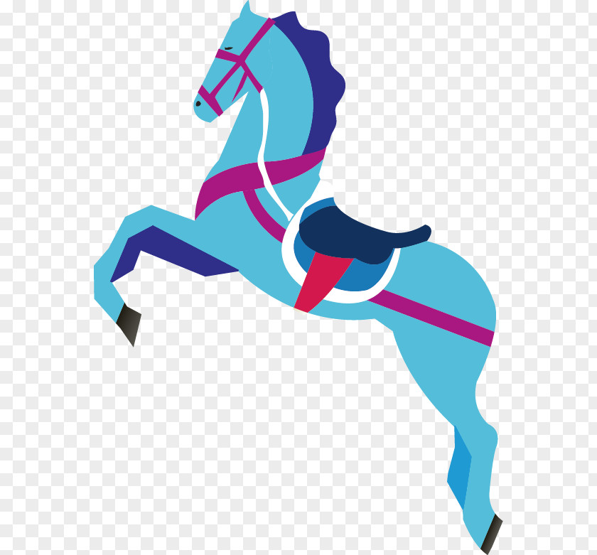 Blue Horse Cartoon Illustration PNG