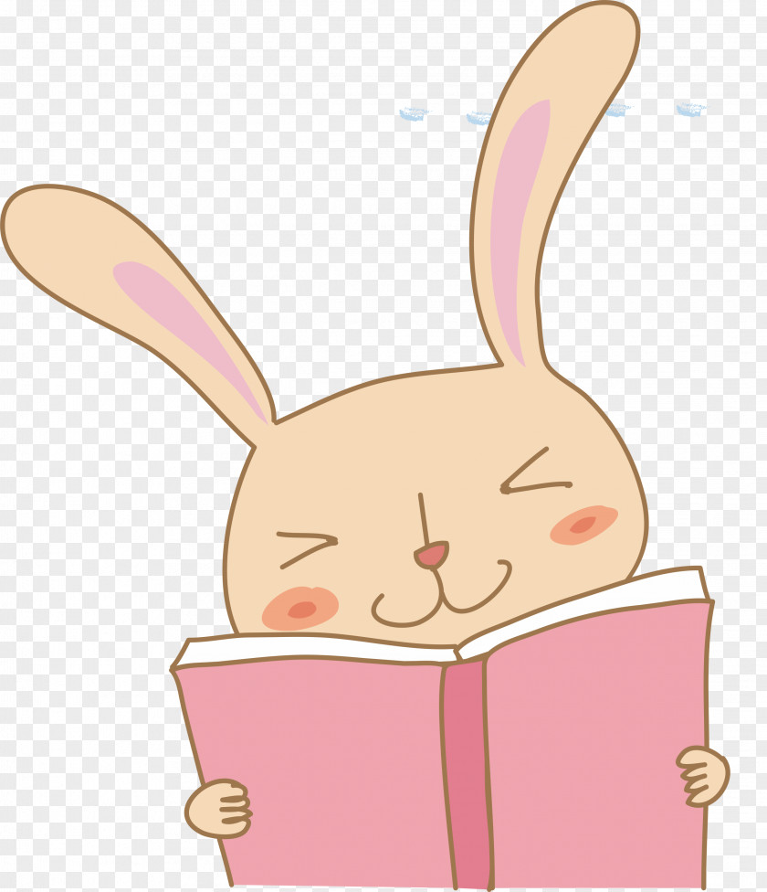 Pink Bunny Reading Rabbit PNG