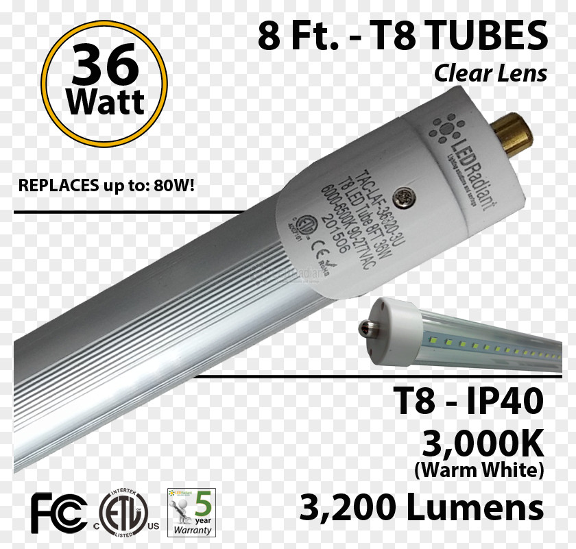 T8 Fluorescent Tubes LED Tube Lamp Light-emitting Diode PNG
