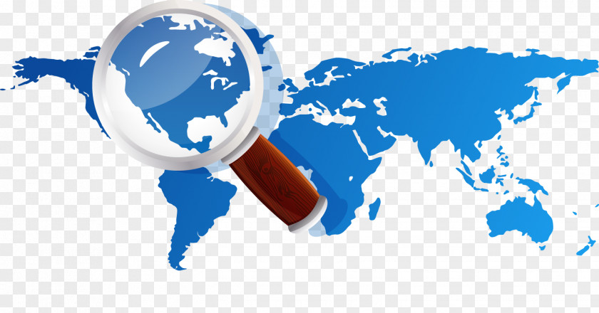 Vector Magnifying Glass Globe World Map Wall Decal PNG