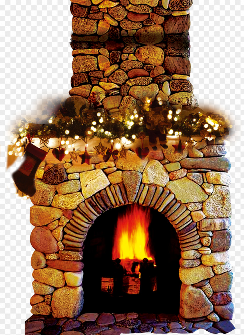 Warm Stone Fireplace Wood-burning Stove Chimney Living Room PNG