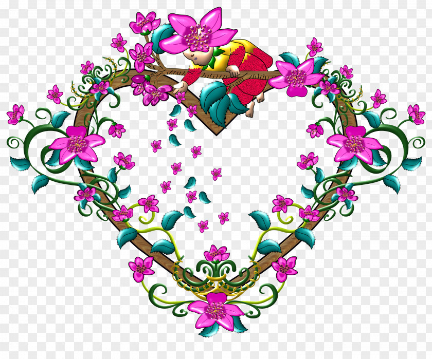 Corazon Floral Design Pink M Font Body Jewellery PNG