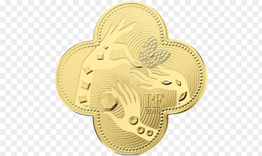 Van Cleef Commemorative Coin France Gold Proof Coinage PNG