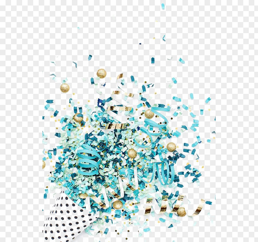 Blue Ribbon Confetti Party Birthday Stock Photography PNG