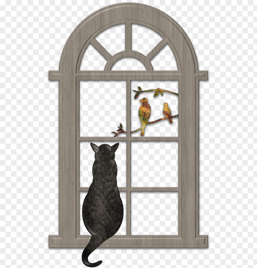 Cat Silhouette Window Art Illustration PNG