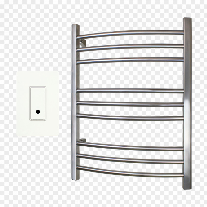 Heated Towel Rail Brushed Metal Stainless Steel Bathroom PNG