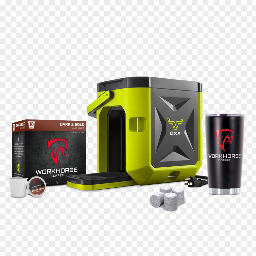 Working Man Coffeemaker Cafe OXX COFFEEBOXX Jobsite Single Serve Coffee Maker, Green Single-serve Container PNG
