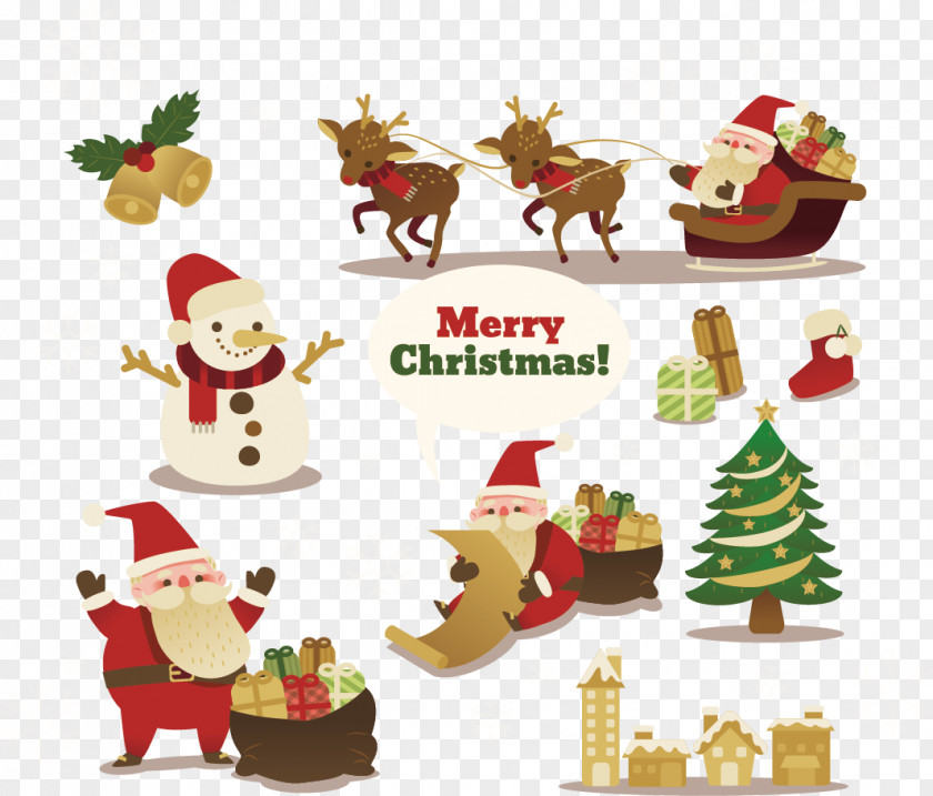 Christmas Vector Material Santa Claus Reindeer Ornament PNG