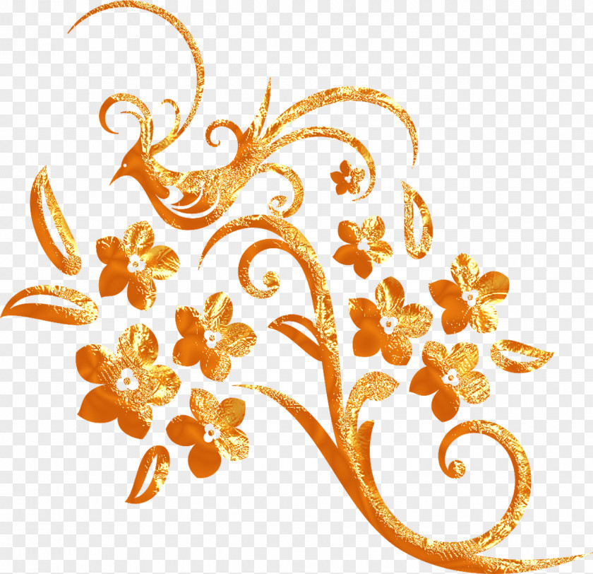 Gold Art Ornament Flower Clip PNG