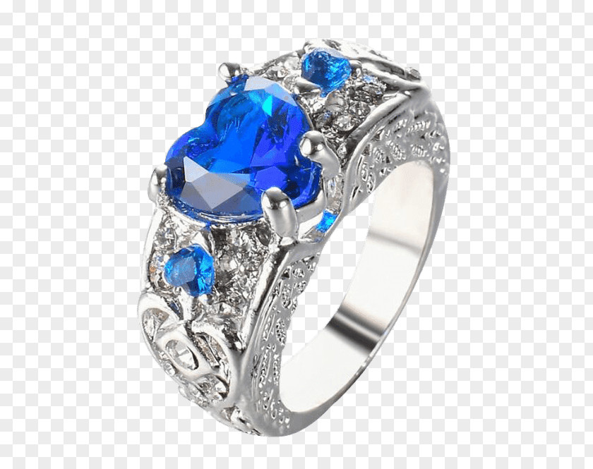Sapphire Engagement Ring Gemstone Silver PNG
