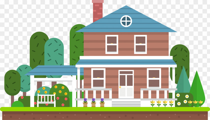 2-storey Private Residential Vector Download PNG