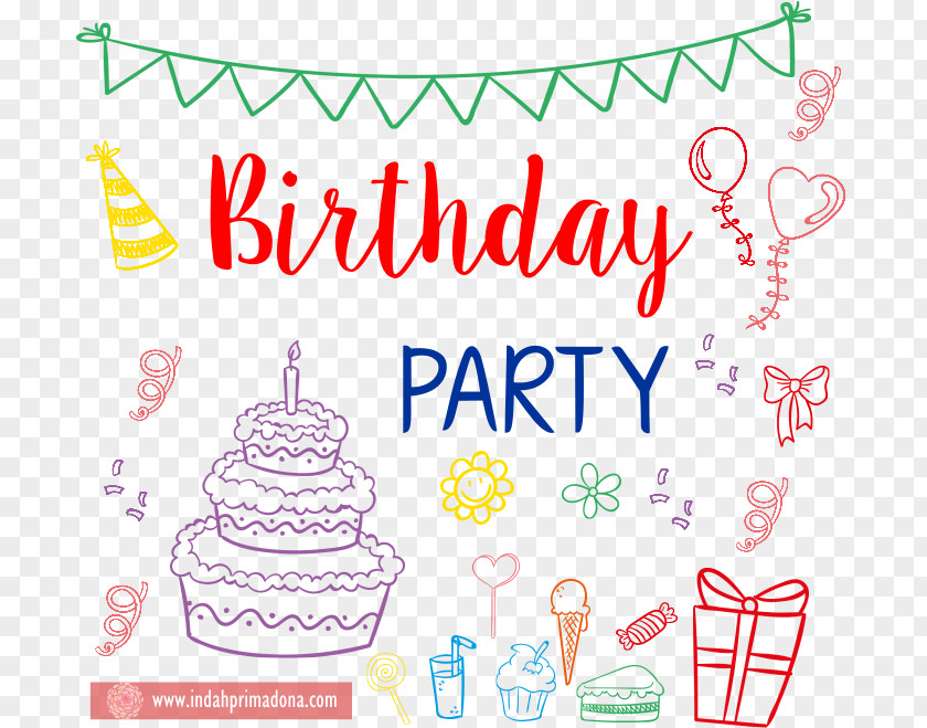 Birthday Cake Party Text PNG