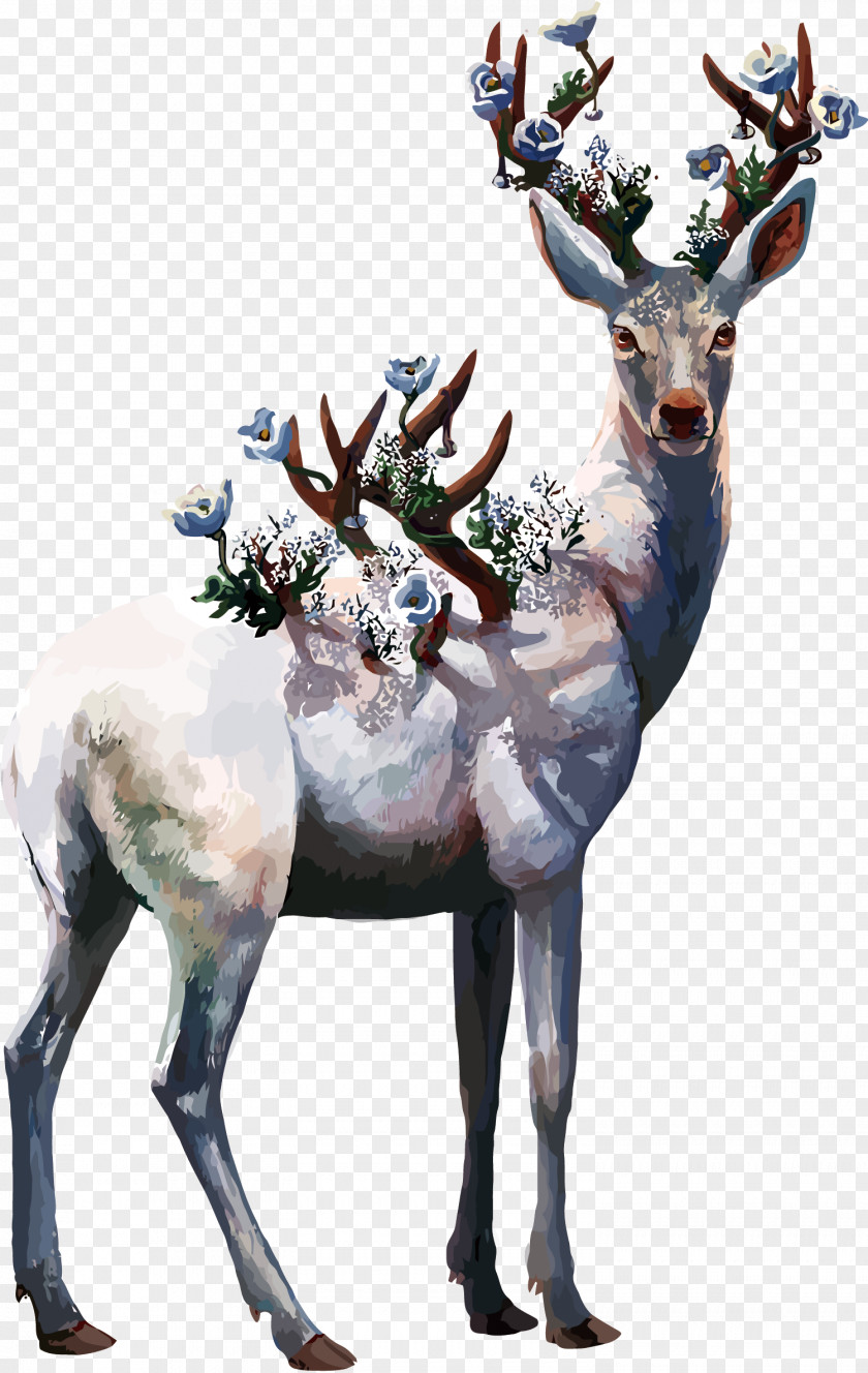 Vector Oil Painting Deer Poster PNG