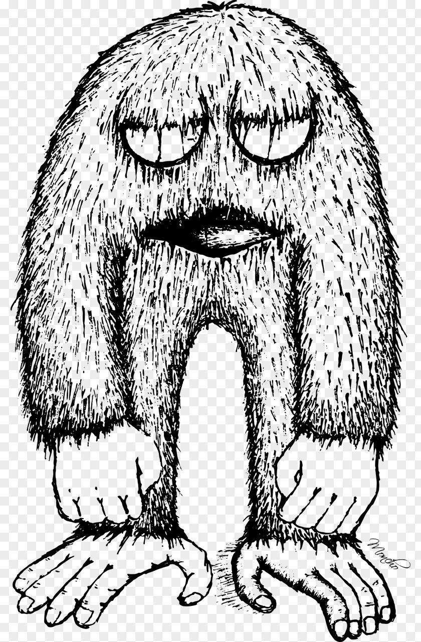 Monster Bigfoot Drawing Black And White Clip Art PNG