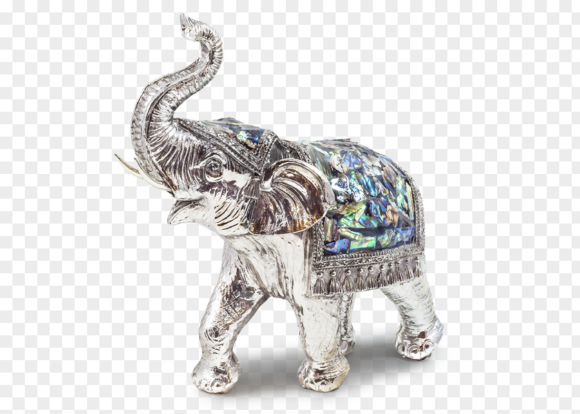 Ceramic Elephant Statues Gift Figurine Silver Metal Mosaic PNG