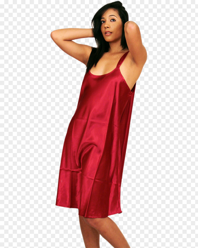 Medium Length Denim Skirt Satin Shoulder Nightwear Fashion Maroon PNG