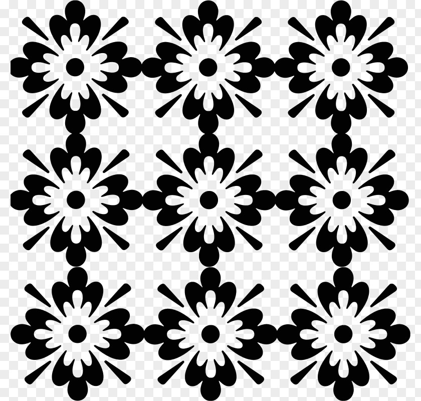 Floral Pattern Black And White Design Clip Art PNG