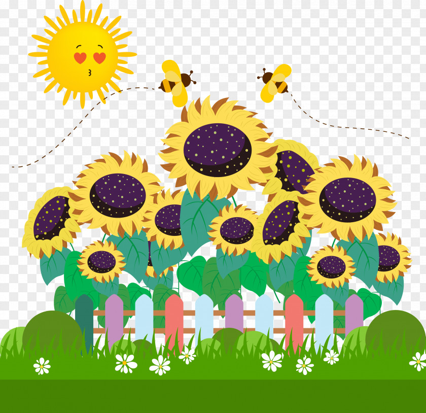 Sunflower Bees Common Honey Bee Euclidean Vector PNG