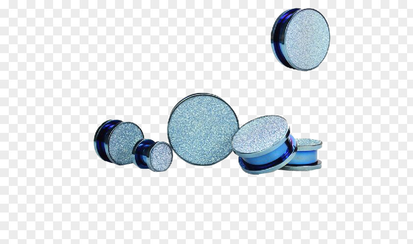 Blue Frosted Ear In Kind Earring Plug Body Piercing Stainless Steel PNG