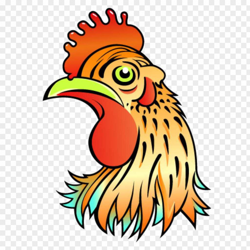 Colored Cartoon Chicken Rooster Clip Art PNG