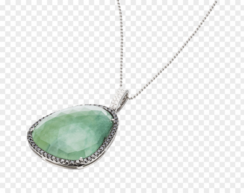 Necklace Locket Turquoise Emerald Silver PNG