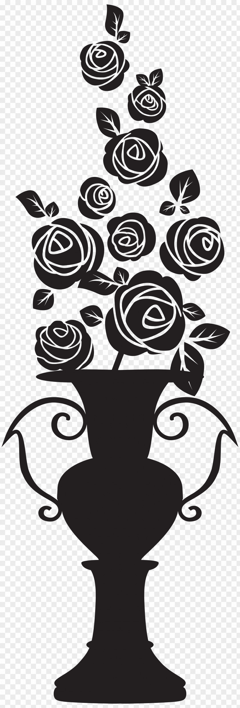 Rose Silhouette Cliparts Vase Drawing Clip Art PNG
