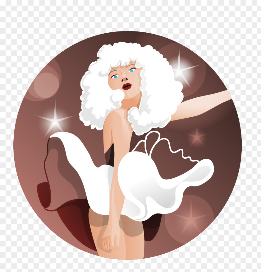 Cartoon Painted White Hair Woman Disco Dancing Dance Drawing Illustration PNG