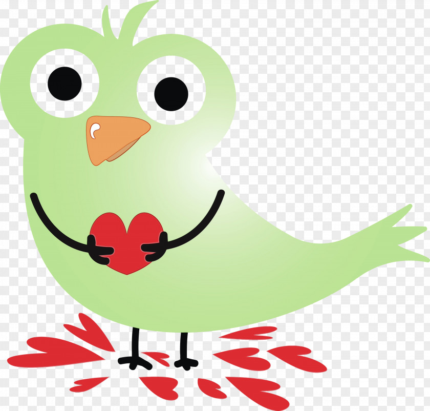 Green Cartoon Bird Beak Happy PNG