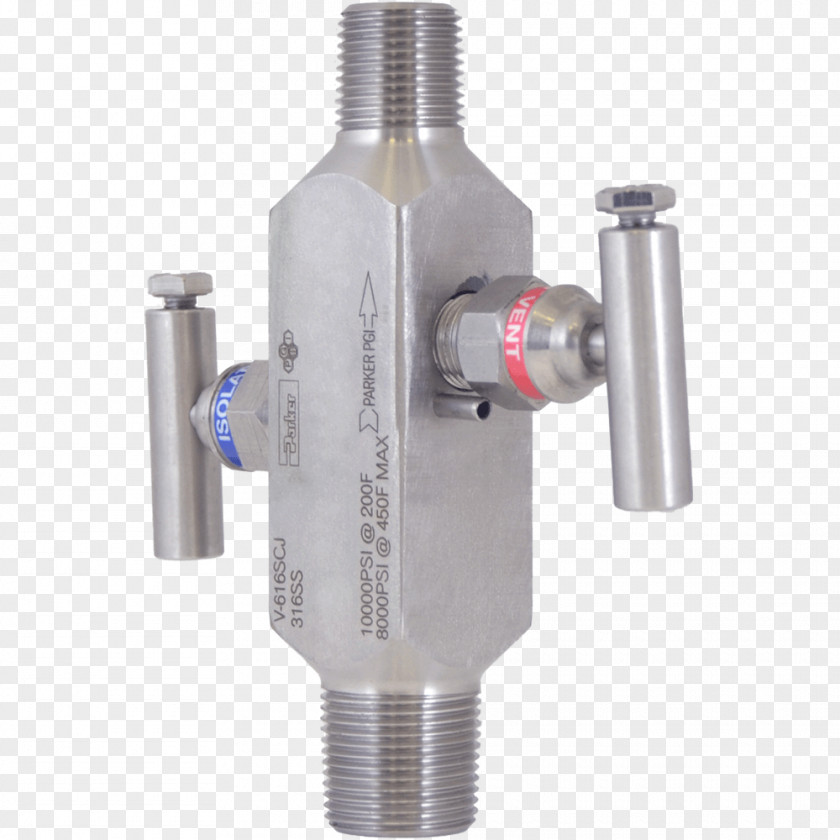 OMB Valves Double Block Cylinder Angle Product PNG