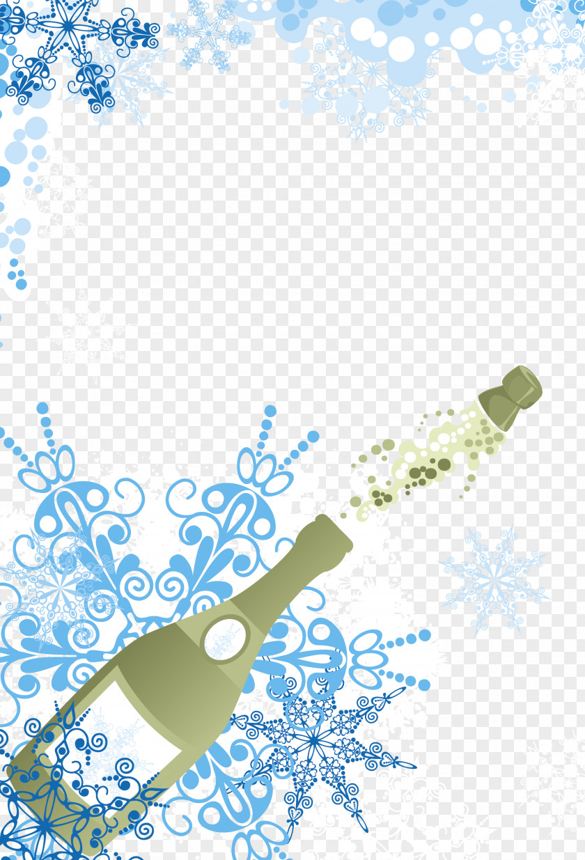 Vector Snowflakes Champagne Glass Wine PNG