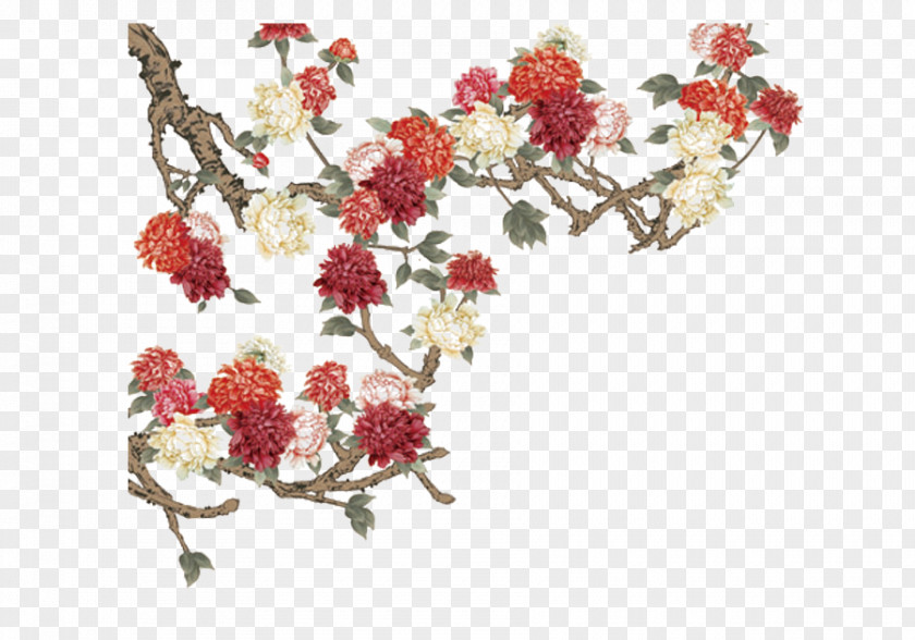 Chinese Ink Painting Chrysanthemum Wash Floral Design Download PNG