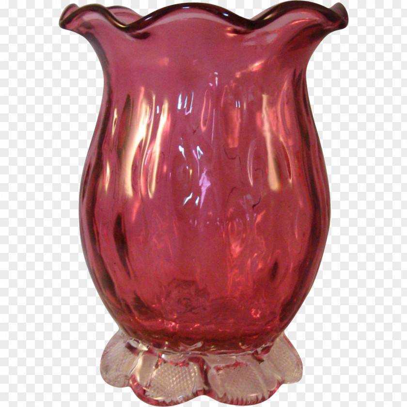 Cranberry Red Vase Glass Flowerpot Jug PNG