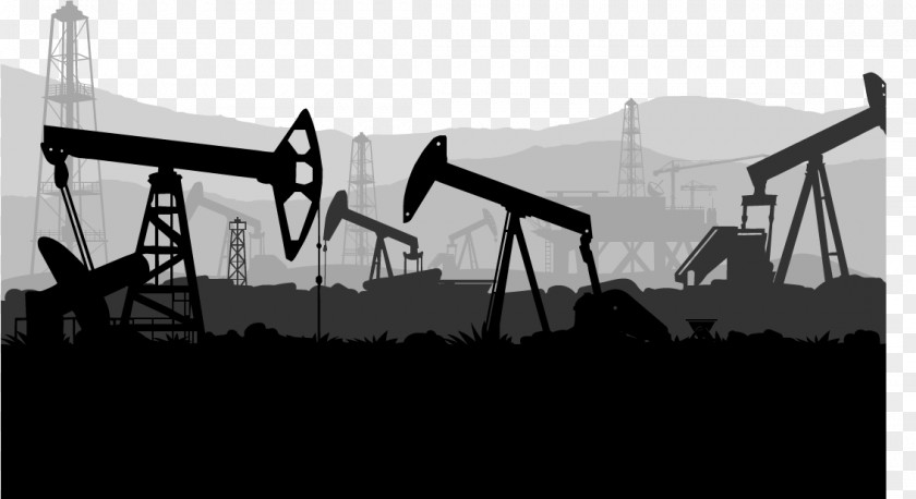 Large Oil Machinery Field Petroleum Industry Extraction Of Illustration PNG