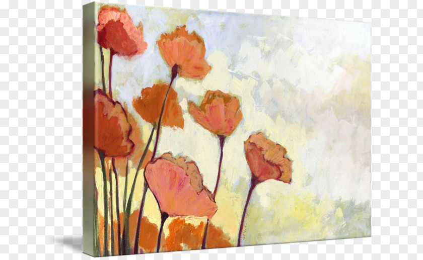 Painting Watercolor Poppy Art Canvas Print PNG