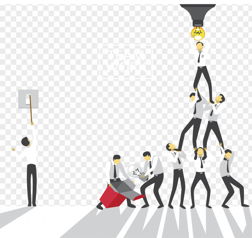 Multiple People Work Together To Install The Bulb Teamwork Business Meeting Marketing PNG